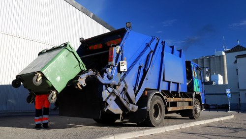 Commercial waste being sorted in Canary Wharf